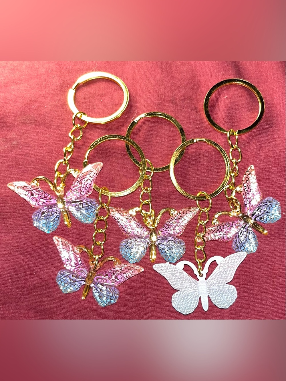 Tie-Dye Butterfly Keychain/Bag Charm Set of 20